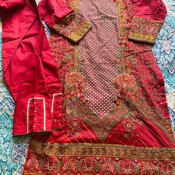 Pakistani brand new 3 picec full embroidery dress size medium to large - Picture 2 of 8